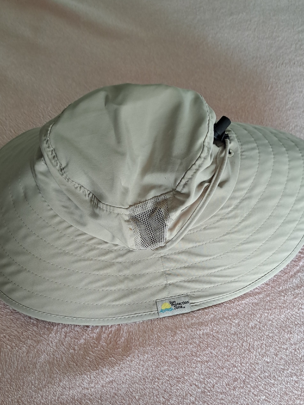 Beige Wide Brim Sun Hat with Neck Flap